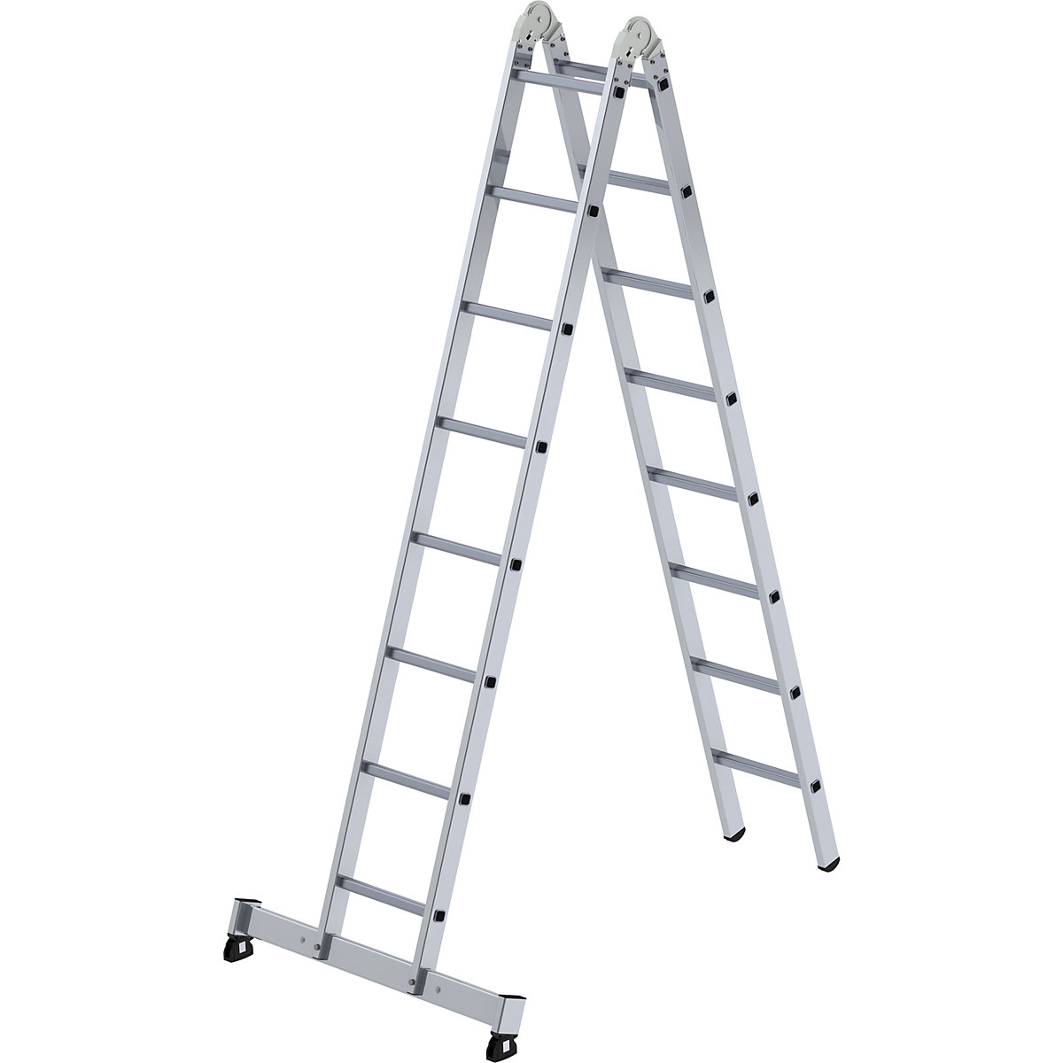 MUNK – Escada articulada em alumínio, utilizável como escada de encosto e escada dupla, 2 x 8 degraus