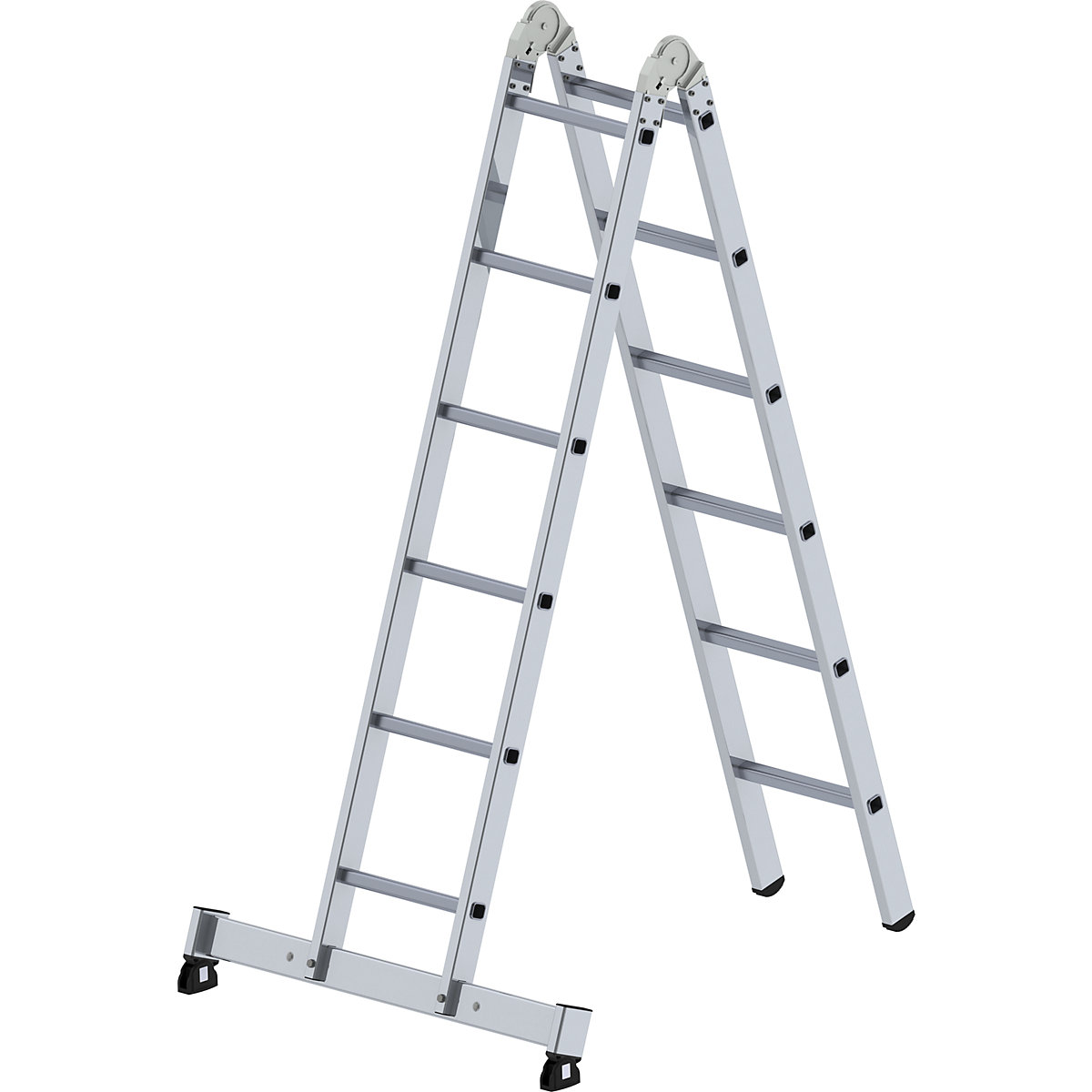 MUNK – Escada articulada em alumínio, utilizável como escada de encosto e escada dupla, 2 x 6 degraus