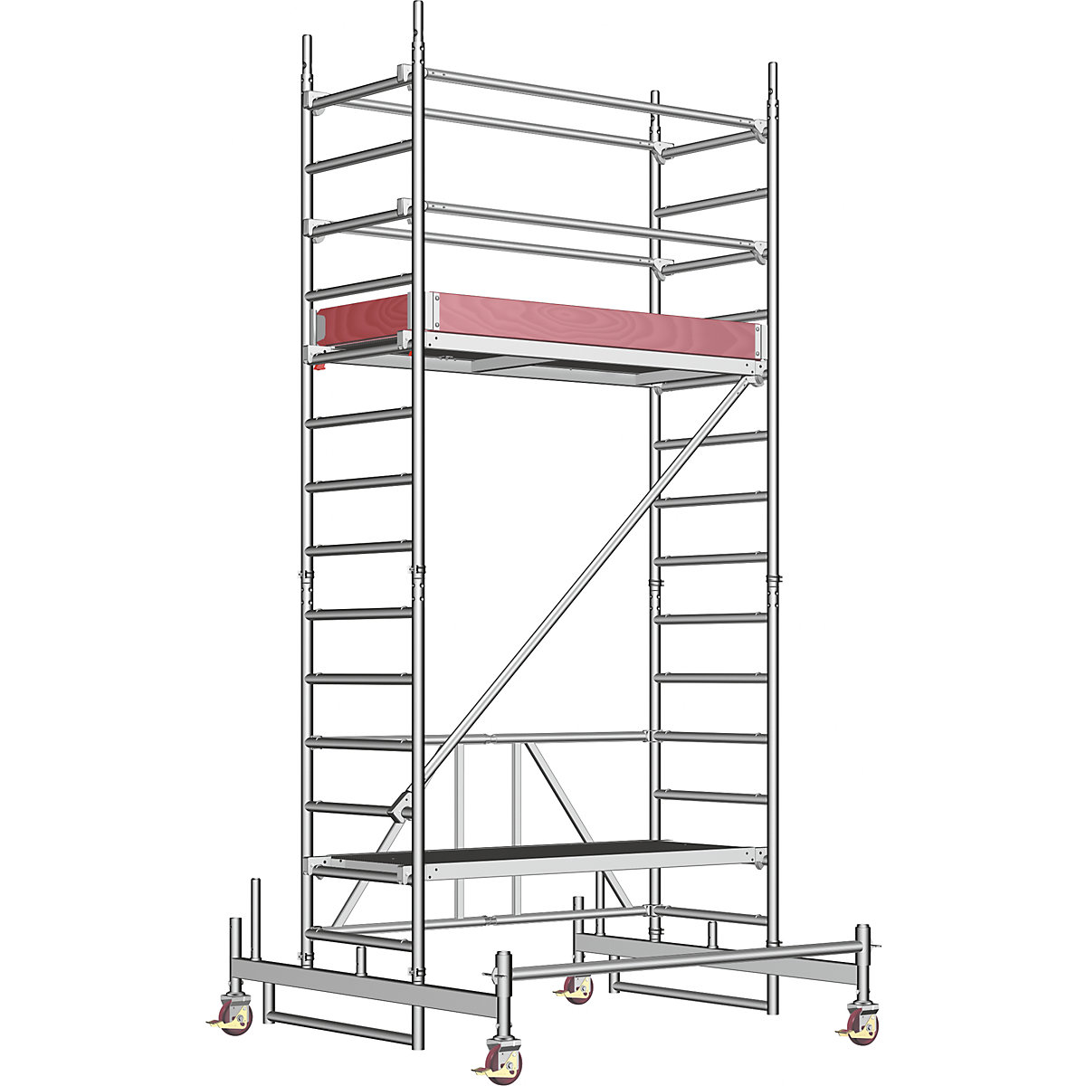 Andamio plegable de aluminio ZIFA – Layher, plataforma de 1,80 x 0,75 m, altura de andamio 3,98 m-8