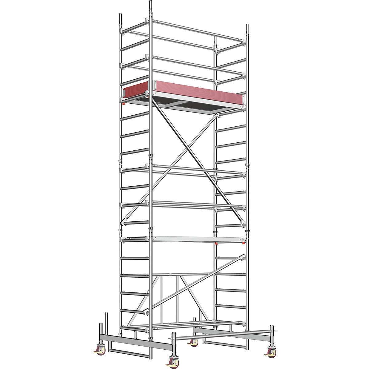 Andamio plegable de aluminio ZIFA – Layher, plataforma de 1,80 x 0,75 m, altura de andamio 4,98 m-5