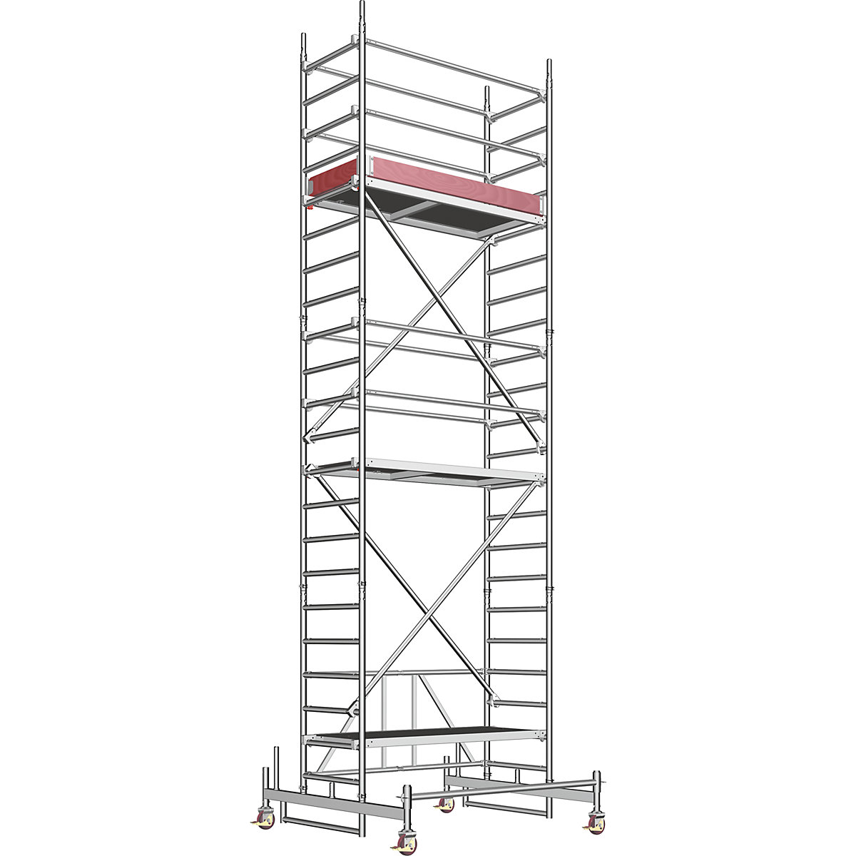 Andamio plegable de aluminio ZIFA – Layher, plataforma de 1,80 x 0,75 m, altura de andamio 5,98 m-9