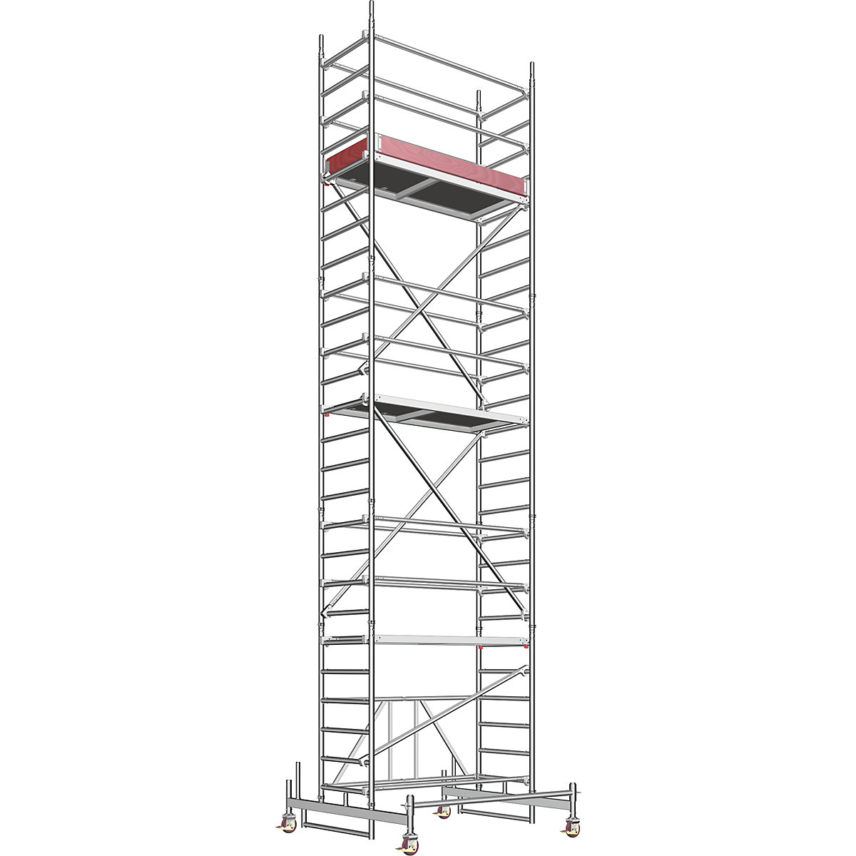 Andamio plegable de aluminio ZIFA – Layher, plataforma de 1,80 x 0,75 m, altura de andamio 6,98 m-6