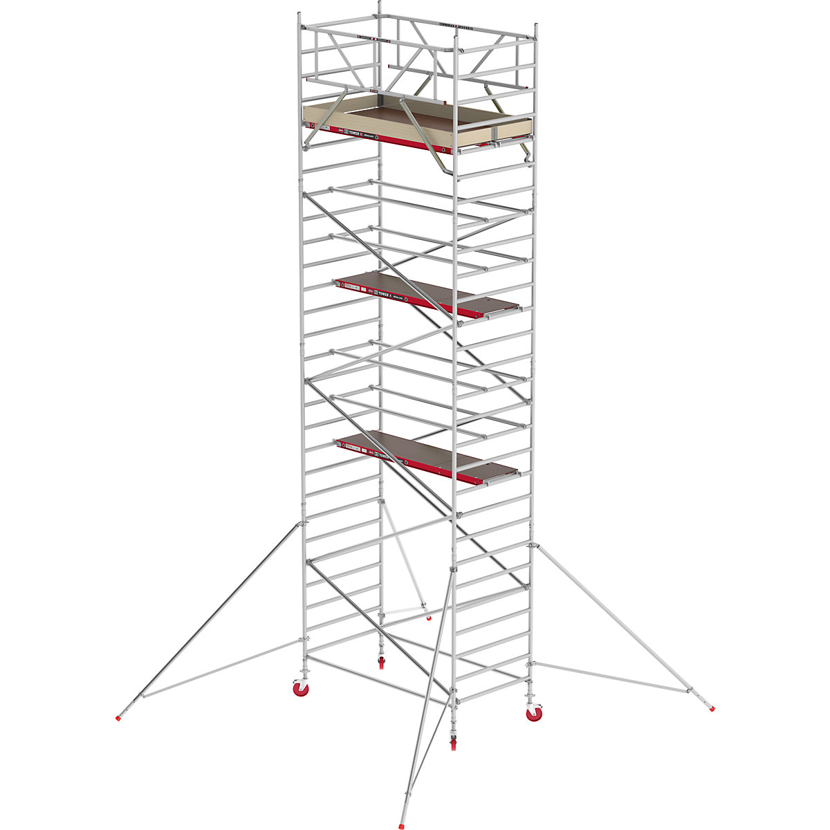 Andamio rodante RS TOWER 42 ancho – Altrex, plataforma de madera, longitud 2,45 m, altura de trabajo 9,20 m-8