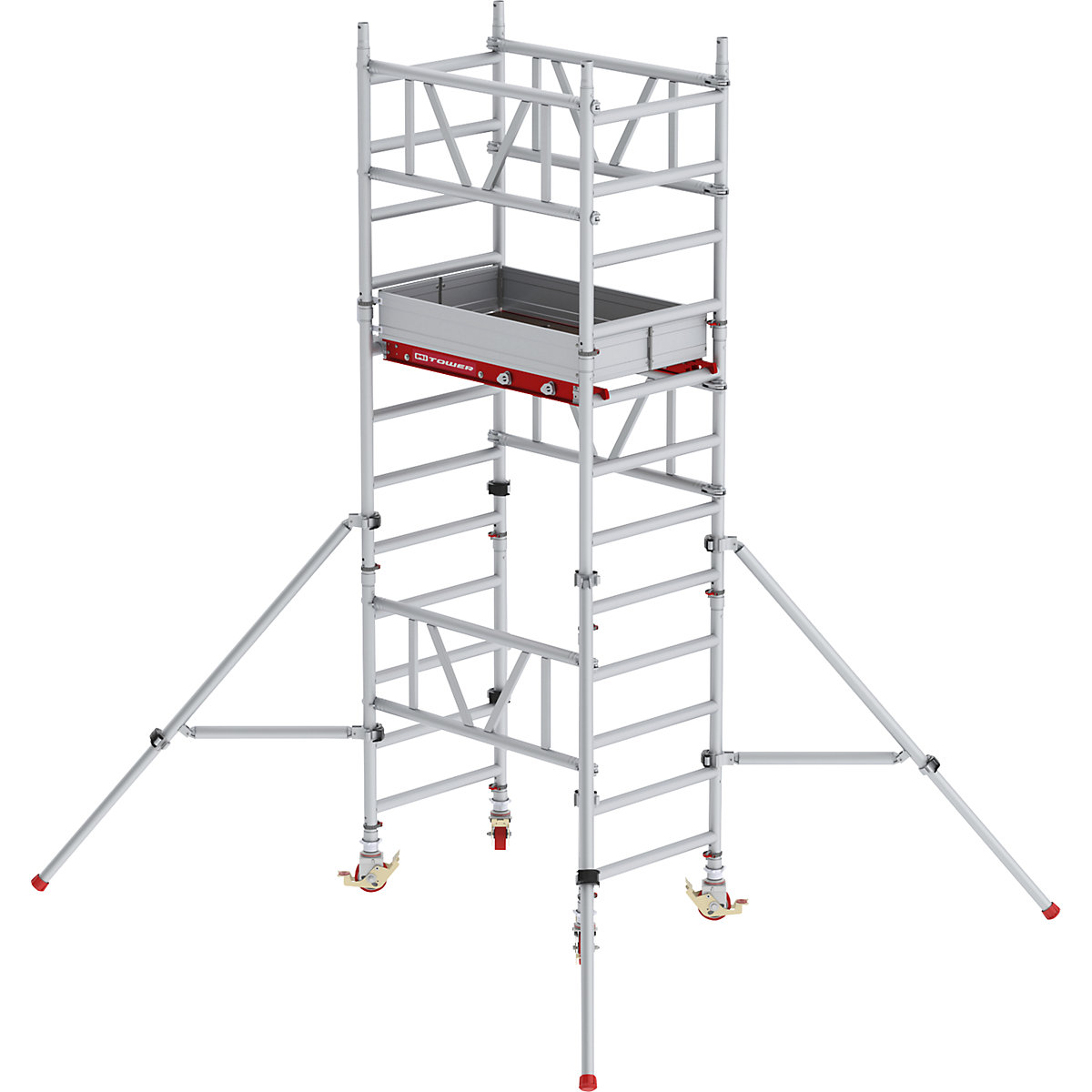 Altrex – Andamio rodante de montaje rápido MiTOWER Standard, plataforma de madera, L x A 1200 x 750 mm, altura de trabajo 4 m