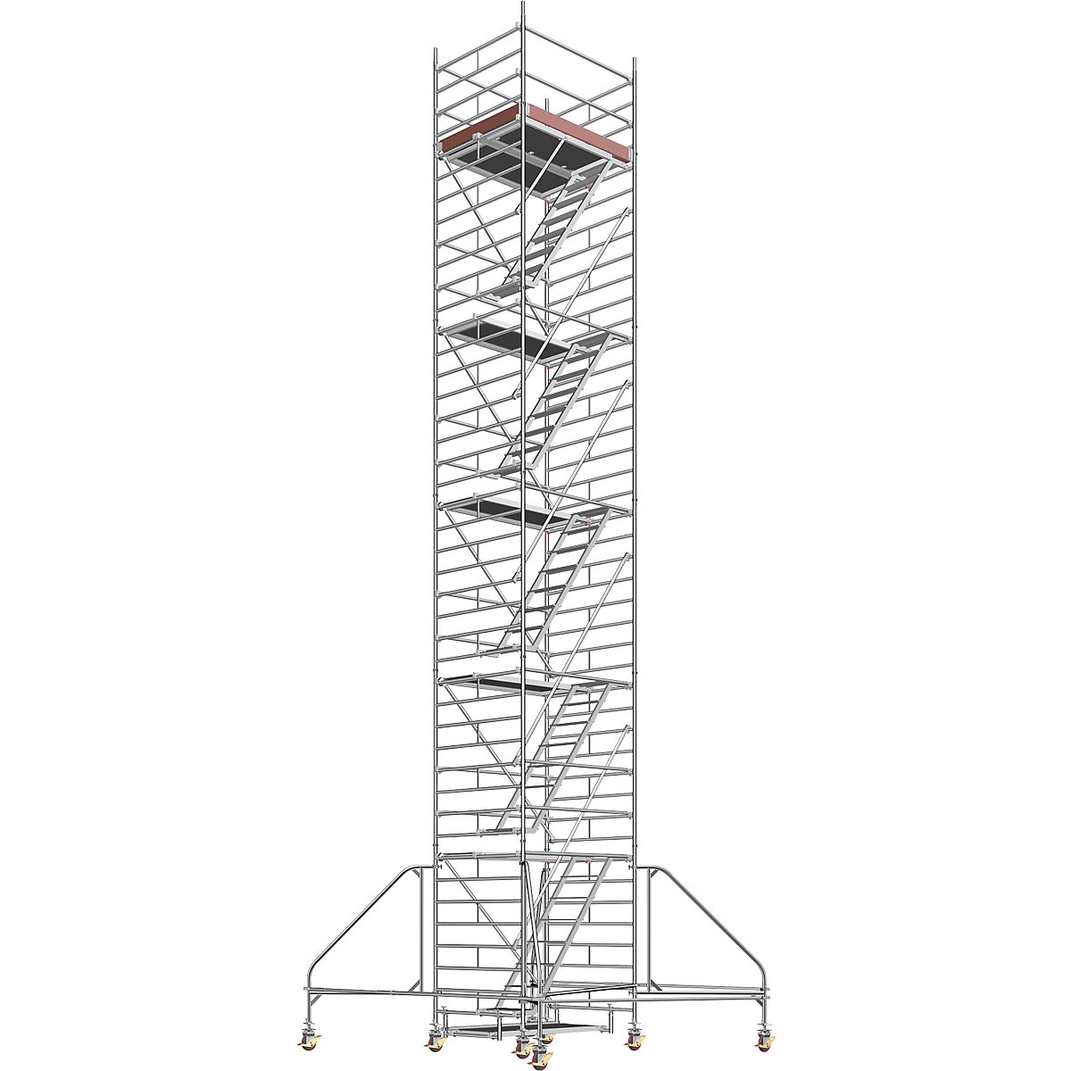 Andamio rodante universal – Layher, con escalera, plataforma de 1,80 x 1,50 m, altura de andamio 11,43 m-4