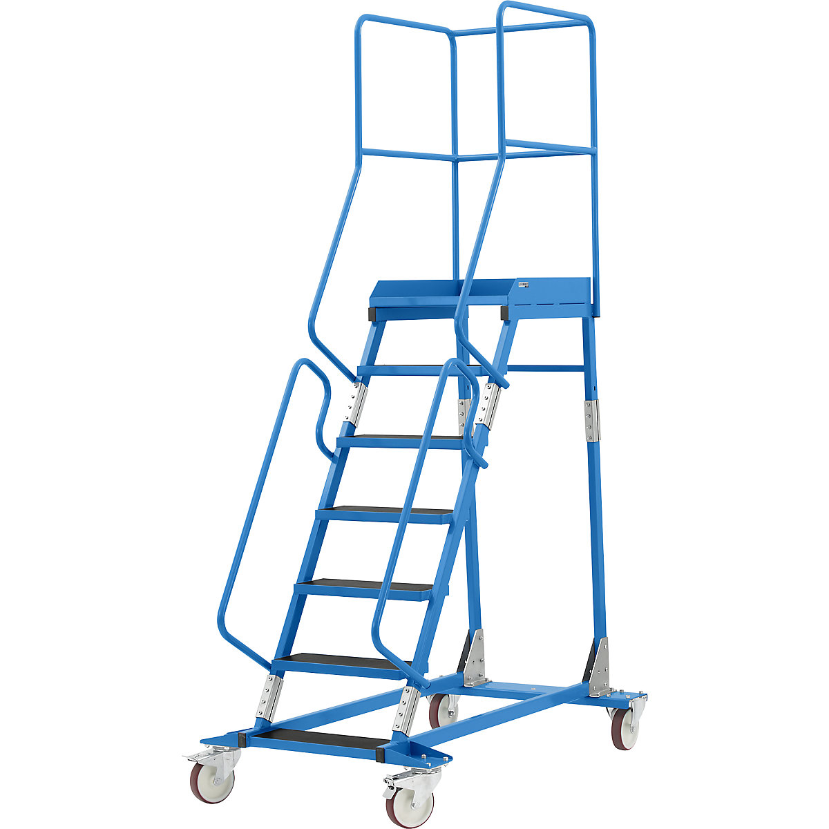Escalera rodante con tarima – eurokraft pro, pieza insertada en los peldaños, de contrachapado antideslizante, 7 peldaños-17