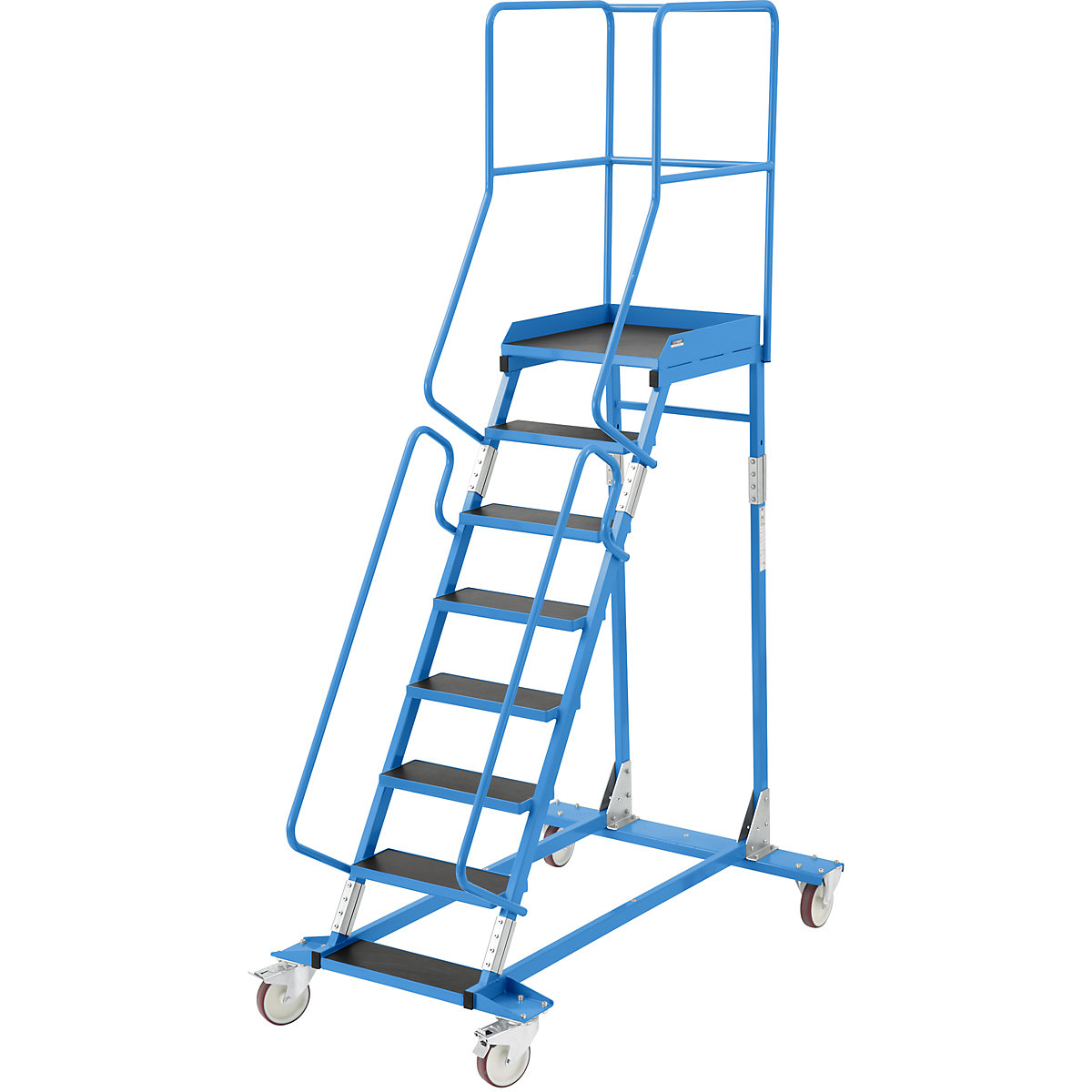 Escalera rodante con tarima – eurokraft pro, pieza insertada en los peldaños, de contrachapado antideslizante, 8 peldaños-20