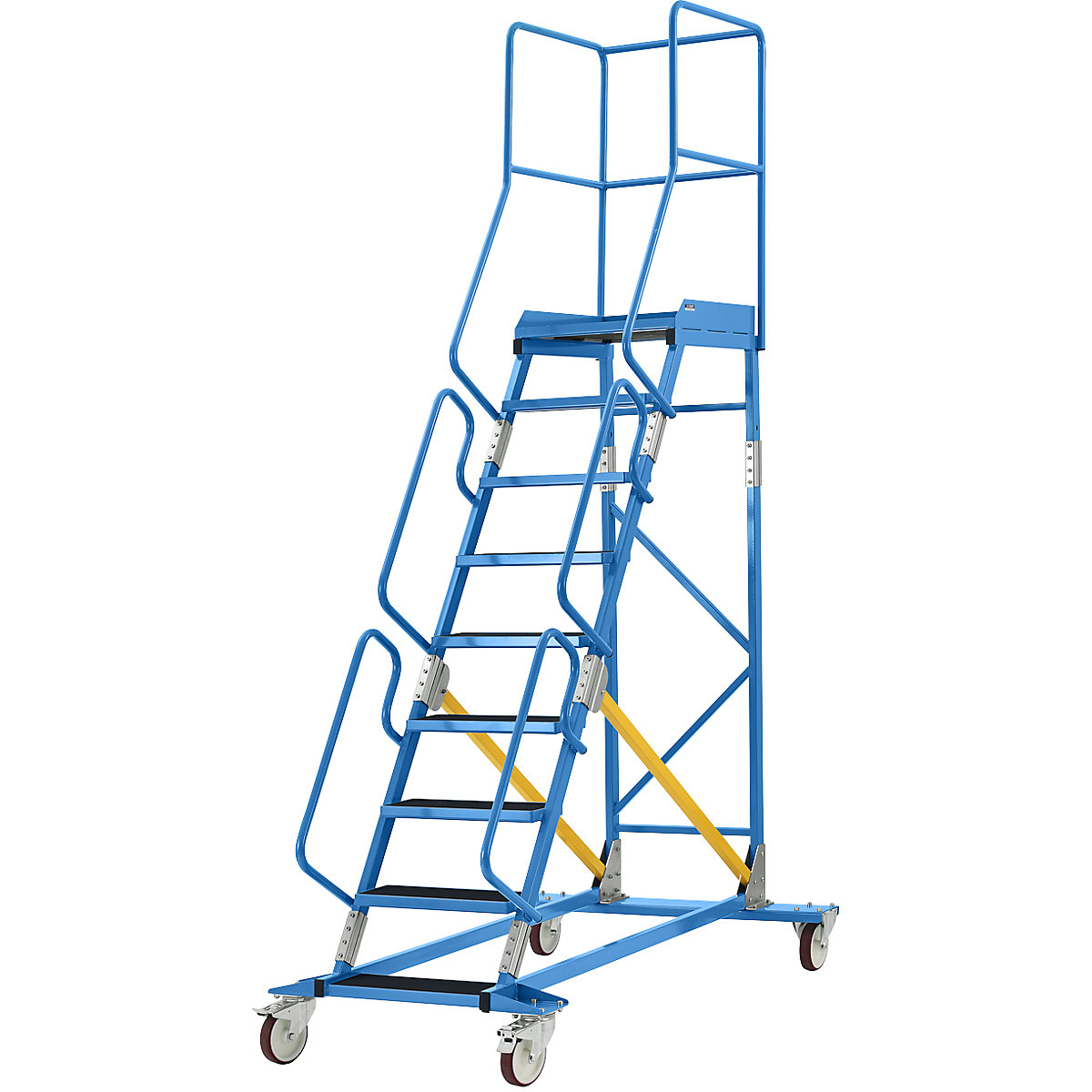 Escalera rodante con tarima – eurokraft pro, pieza insertada en los peldaños, de goma acanalada, 9 peldaños-26