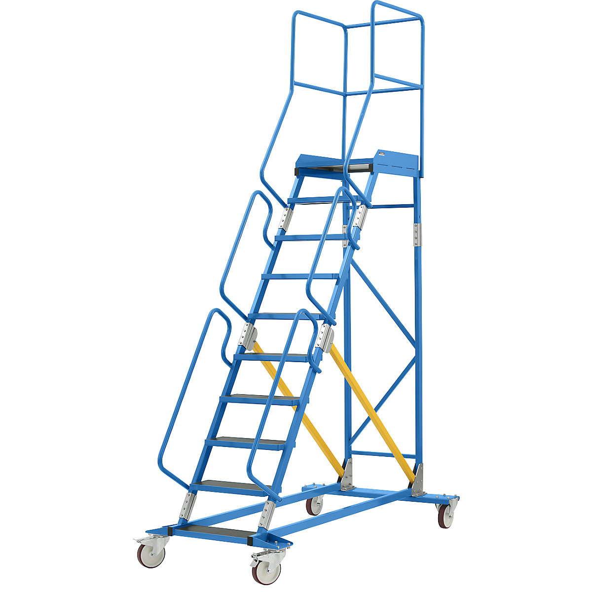 Escalera rodante con tarima – eurokraft pro, pieza insertada en los peldaños, de contrachapado antideslizante, 10 peldaños-19