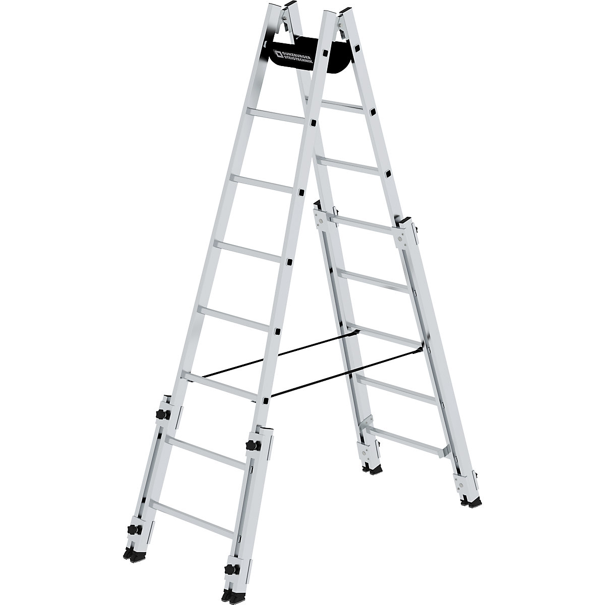 Escalera de tijera con peldaños estrechos de aluminio – MUNK, aptas para escaleras de obra, 2 x 8 peldaños estrechos-7