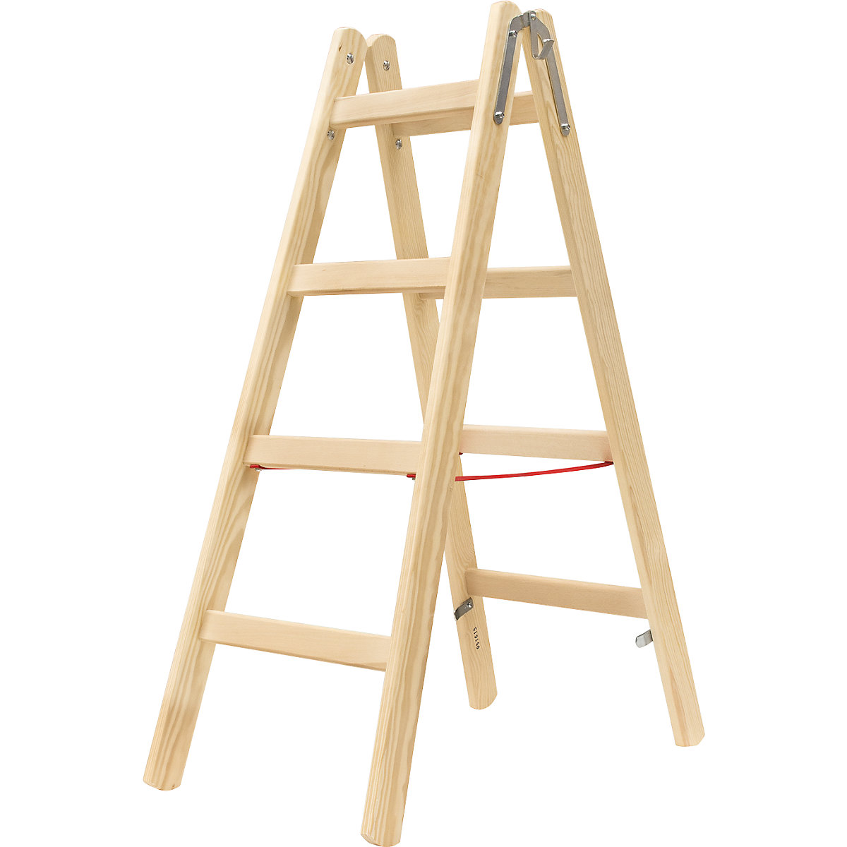 Escalera de tijera de madera – HYMER, con peldaños estrechos, ascenso por ambos lados, 2 x 4 peldaños estrechos-7