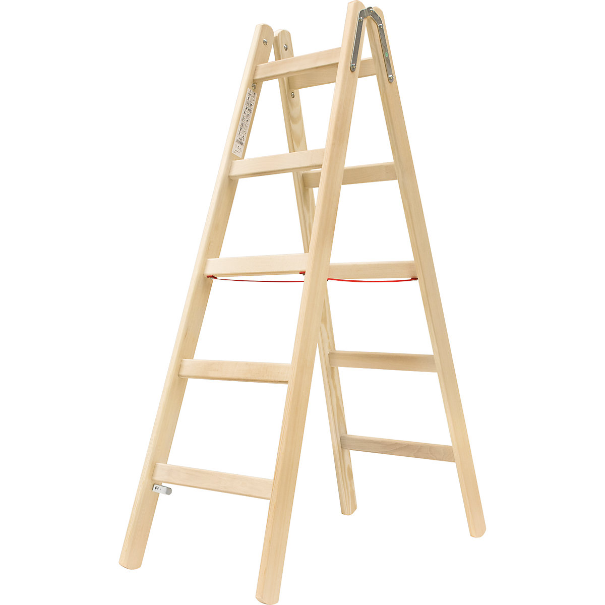Escalera de tijera de madera – HYMER, con peldaños estrechos, ascenso por ambos lados, 2 x 5 peldaños estrechos-3