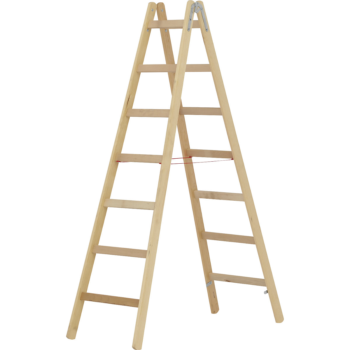 Escalera de tijera de madera – HYMER, con peldaños estrechos, ascenso por ambos lados, 2 x 7 peldaños estrechos-8