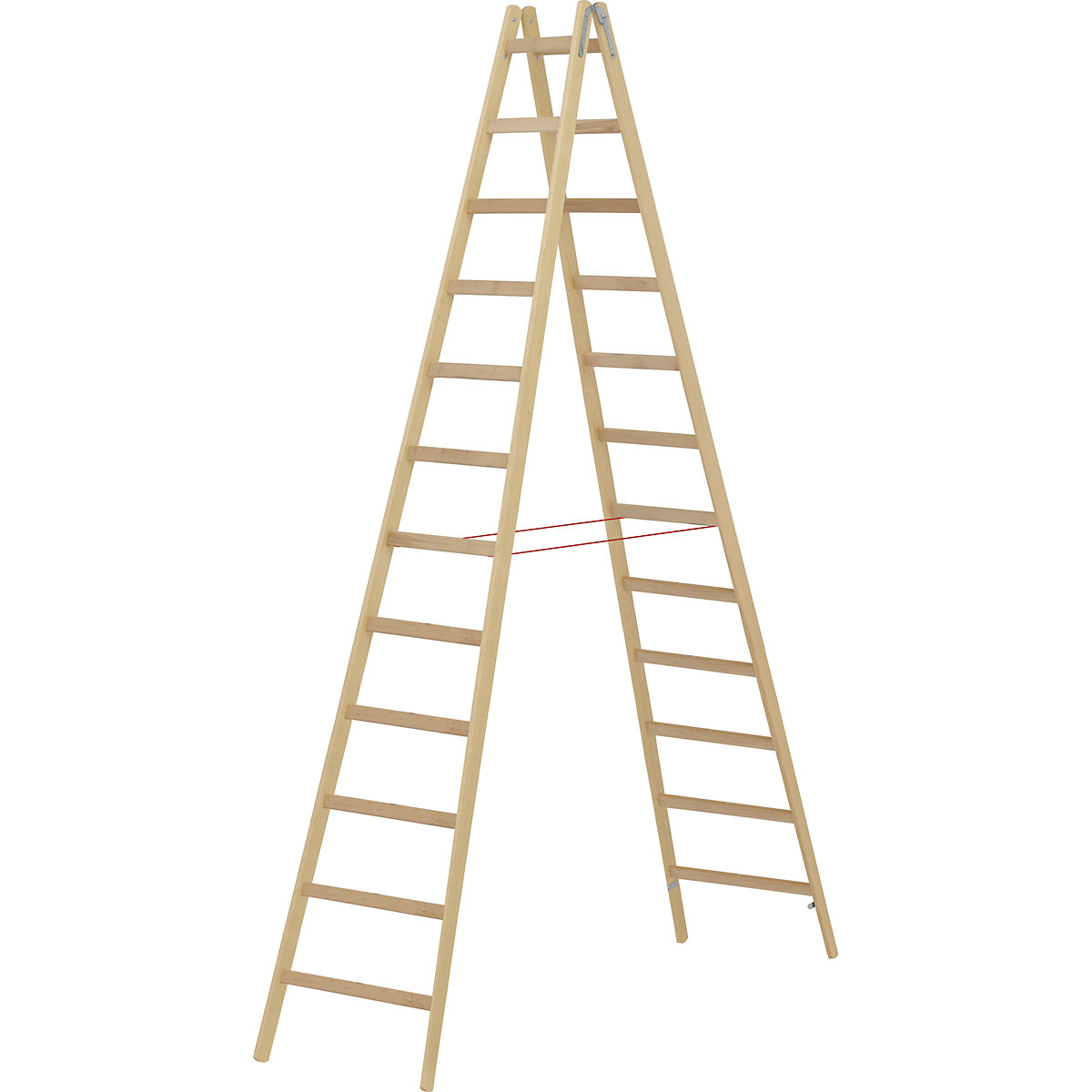 Escalera de tijera de madera – HYMER, con peldaños estrechos, ascenso por ambos lados, 2 x 12 peldaños estrechos-1