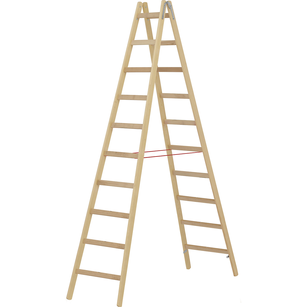 Escalera de tijera de madera – HYMER, con peldaños estrechos, ascenso por ambos lados, 2 x 10 peldaños estrechos-6