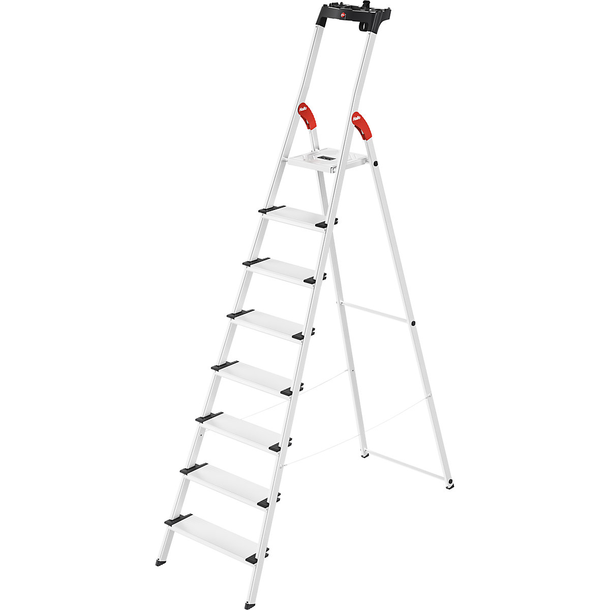 Escalera de tijera de peldaños planos de aluminio ComfortLine L80 – Hailo, carga máx. 150 kg, 8 peldaños-10