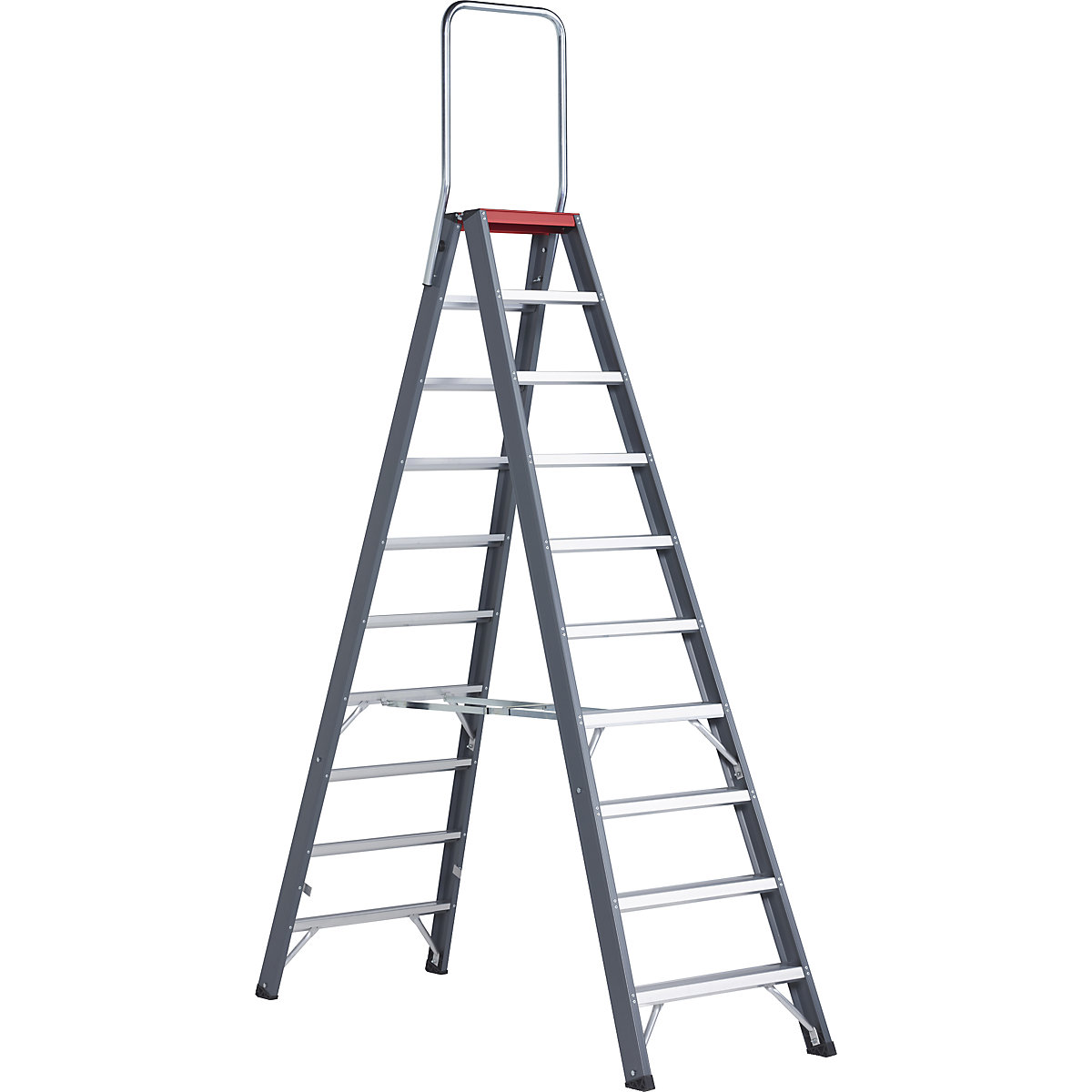 Altrex – Escalera de tijera de peldaños planos de aluminio, ascenso por ambos lados, 2 x 10 peldaños, altura de trabajo 4350 mm