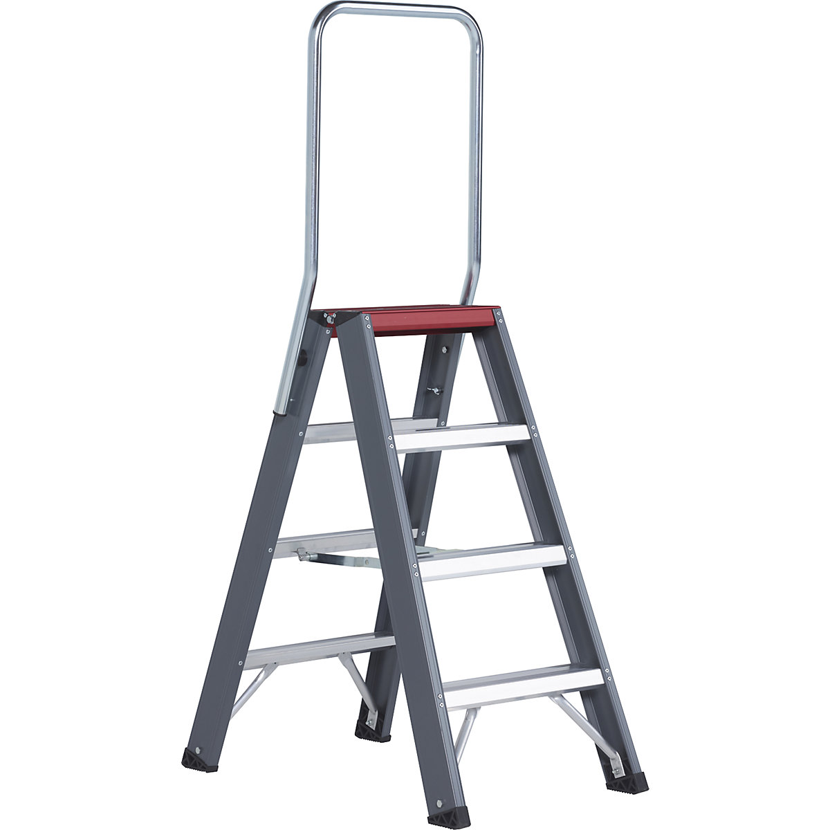 Altrex – Escalera de tijera de peldaños planos de aluminio, ascenso por ambos lados, 2 x 4 peldaños, altura de trabajo 2950 mm