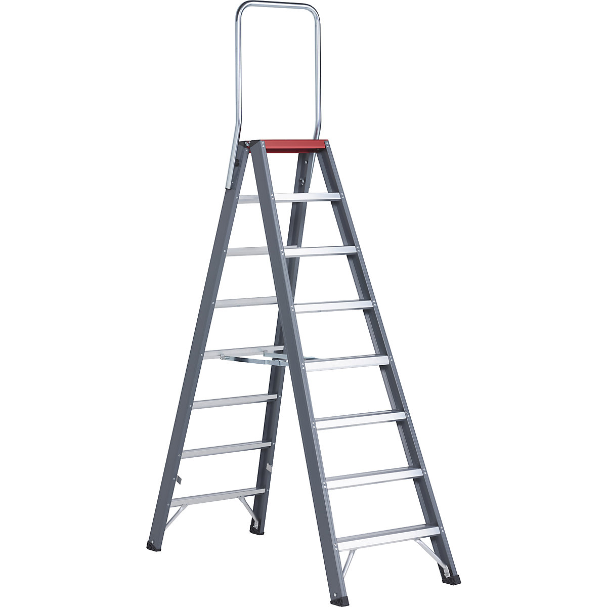 Altrex – Escalera de tijera de peldaños planos de aluminio, ascenso por ambos lados, 2 x 8 peldaños, altura de trabajo 3900 mm
