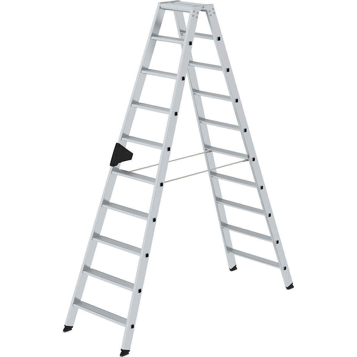 Escalera tipo tijera de peldaños planos, ascenso por ambos lados – MUNK, modelo extra cómodo con ergo-pad®, 2x10 escalones-14