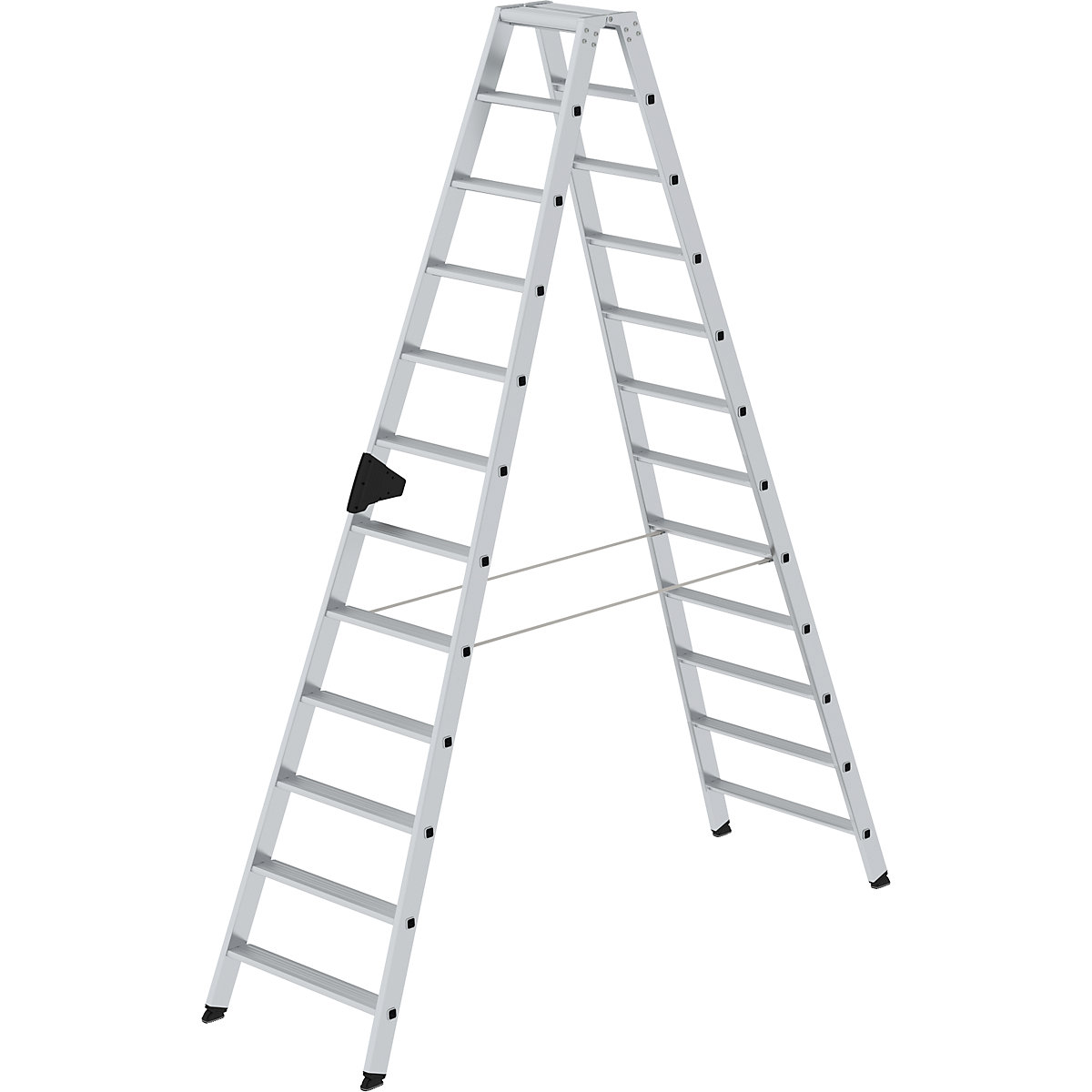Escalera tipo tijera de peldaños planos, ascenso por ambos lados – MUNK, modelo extra cómodo con ergo-pad®, 2 x 12 peldaños-13