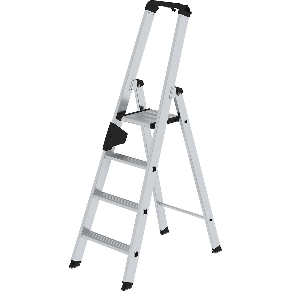 Escalera tipo tijera de peldaños planos, ascenso por un lado – MUNK, modelo extra cómodo con ergo-pad®, 4 escalones-13