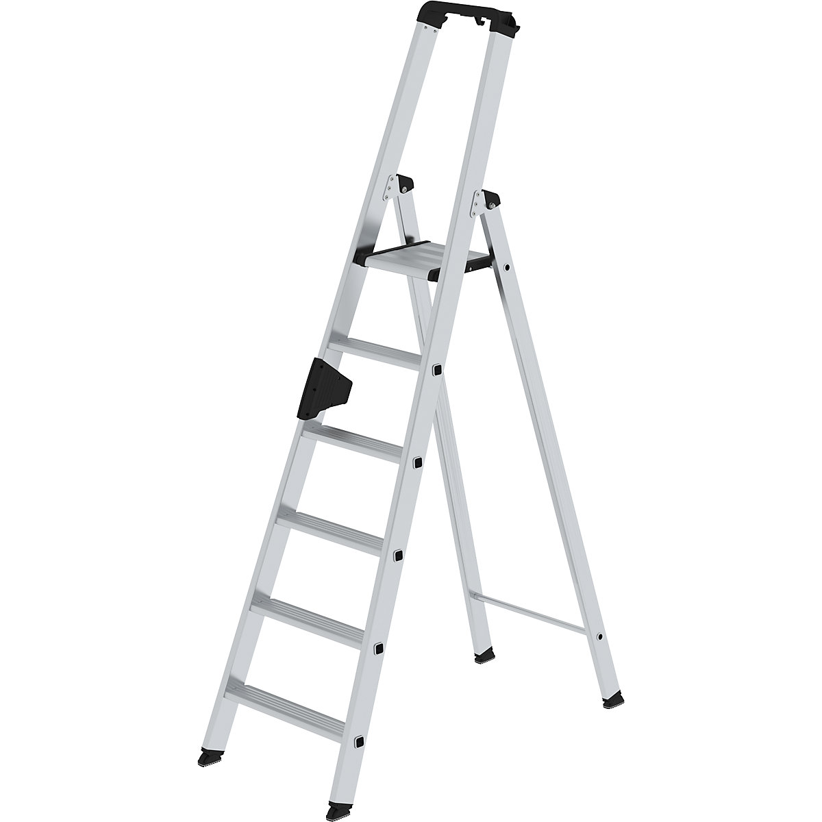 Escalera tipo tijera de peldaños planos, ascenso por un lado – MUNK, modelo extra cómodo con ergo-pad®, 6 escalones-9