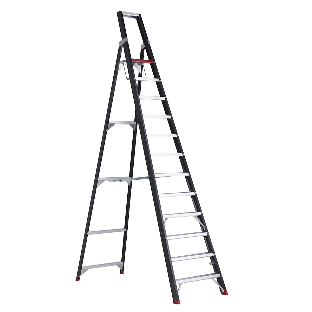 Escalera tipo tijera de seguridad – Altrex, ascenso por un lado, 12 peldaños incl. plataforma-10
