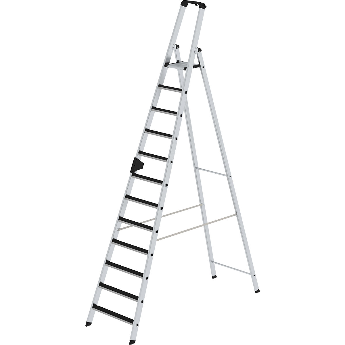 Escaleras tipo tijera de peldaños planos CLIP-STEP – MUNK, de ascenso por un lado, acanalado, 12 peldaños-15