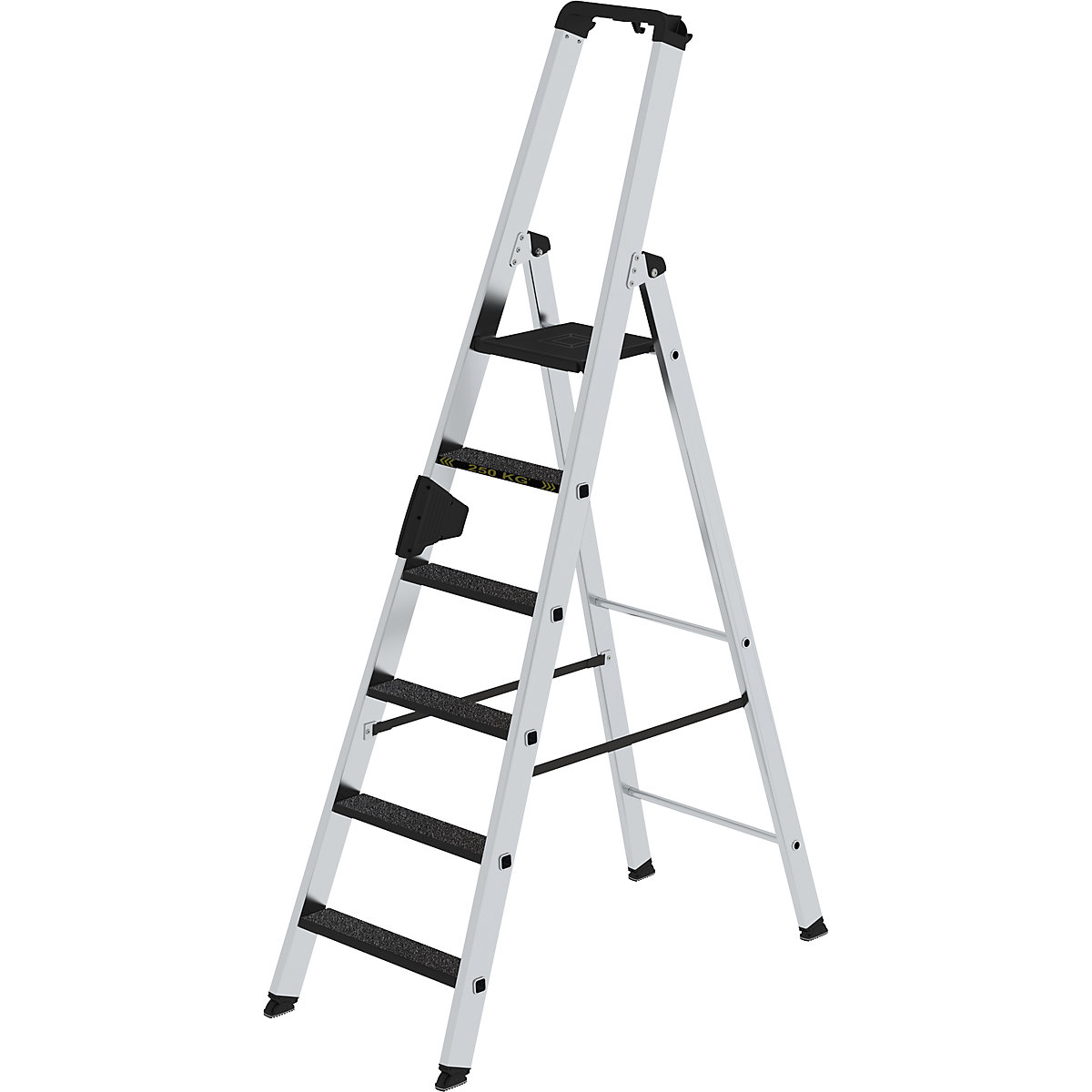 Escaleras tipo tijera de peldaños planos CLIP-STEP – MUNK, de ascenso por un lado, antideslizante R13, resistente, 6 peldaños-10