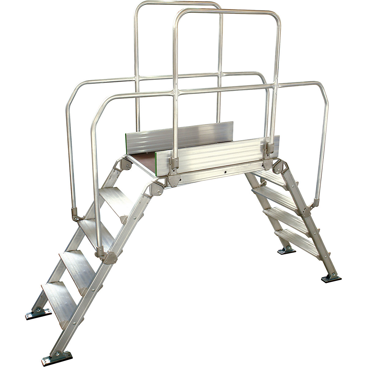 Pasarela de aluminio con escalera, carga máx. total 200 kg, 5 peldaños, plataforma 900 x 530 mm-4