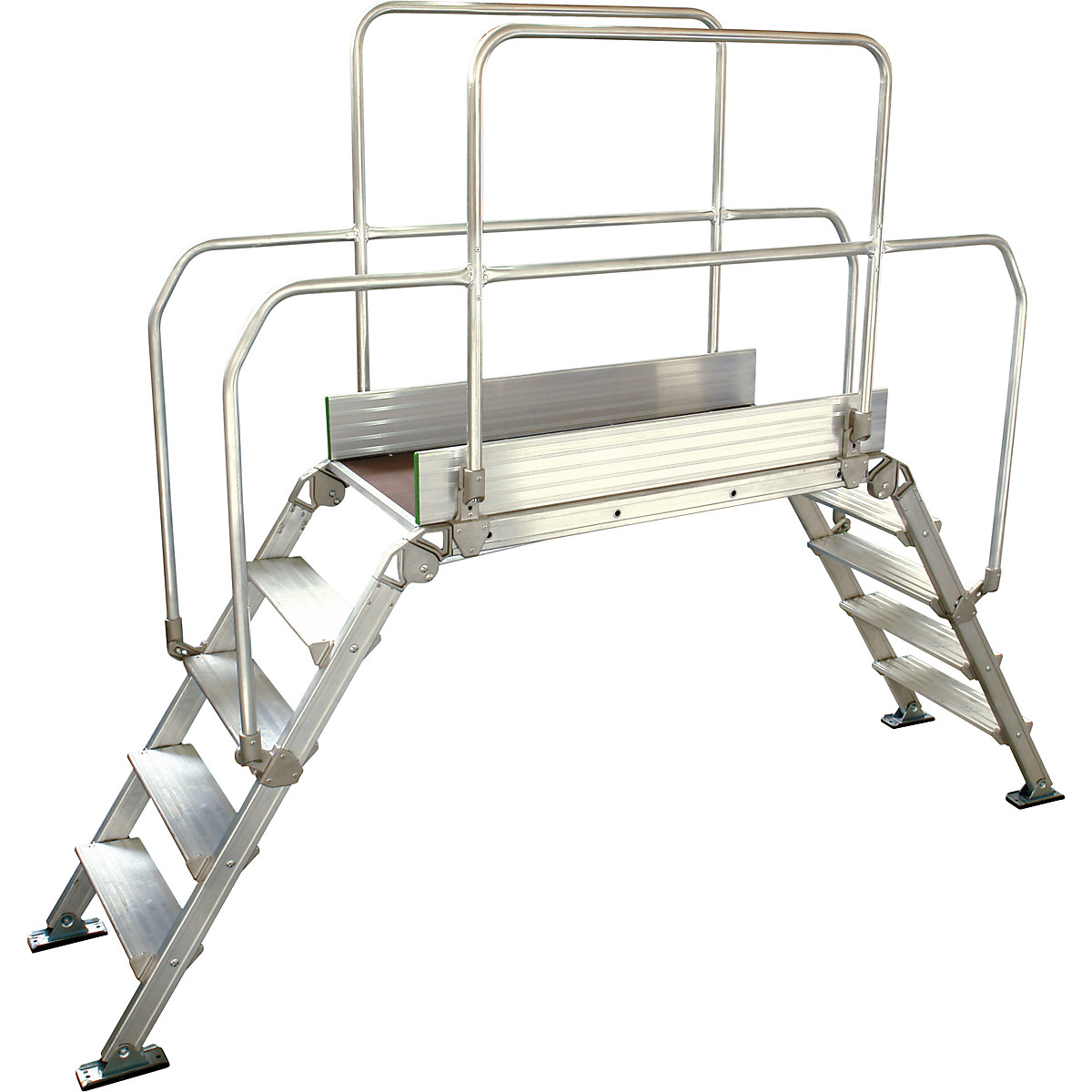 Pasarela de aluminio con escalera, carga máx. total 200 kg, 5 peldaños, plataforma 1200 x 530 mm-11