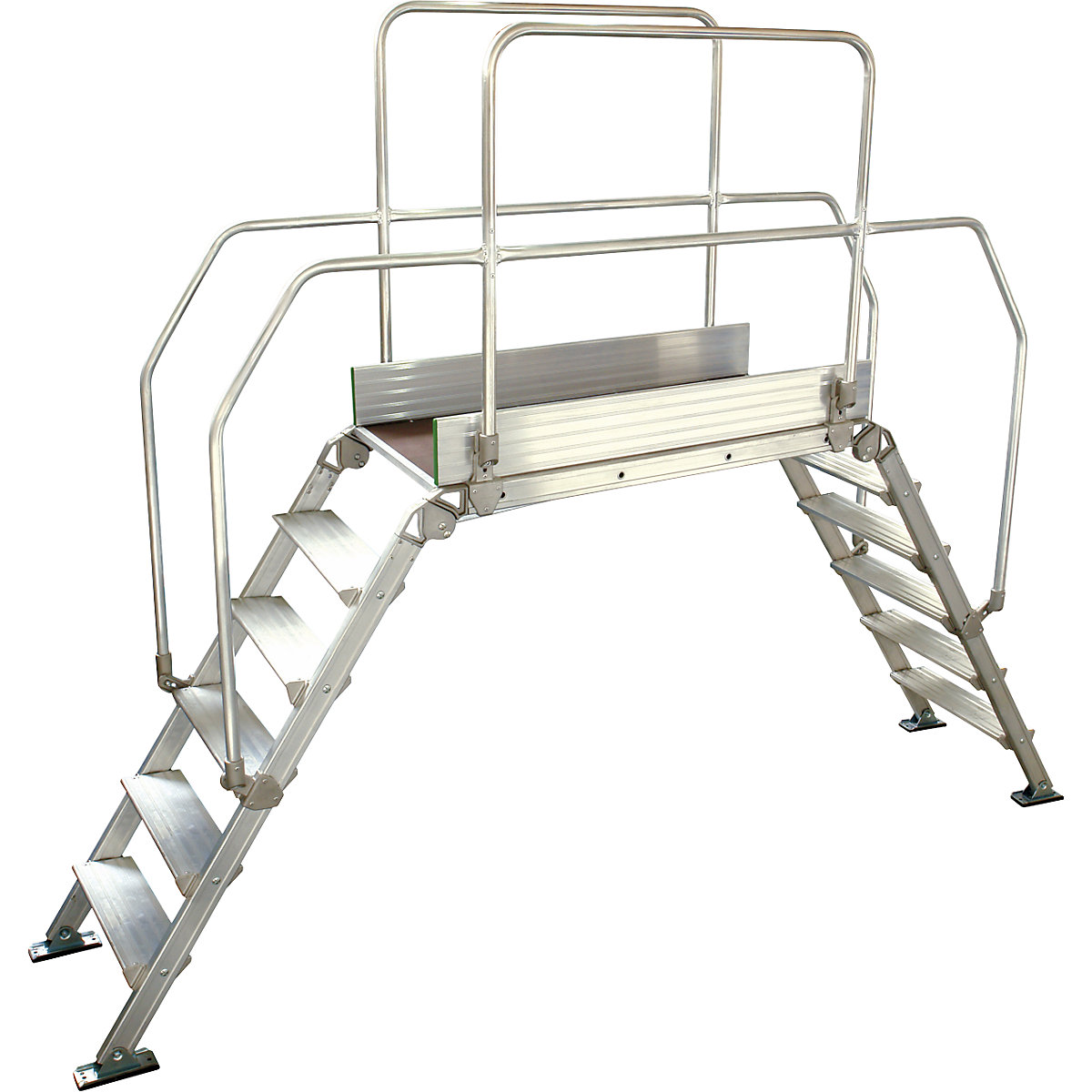 Pasarela de aluminio con escalera, carga máx. total 200 kg, 6 peldaños, plataforma 1200 x 530 mm-8