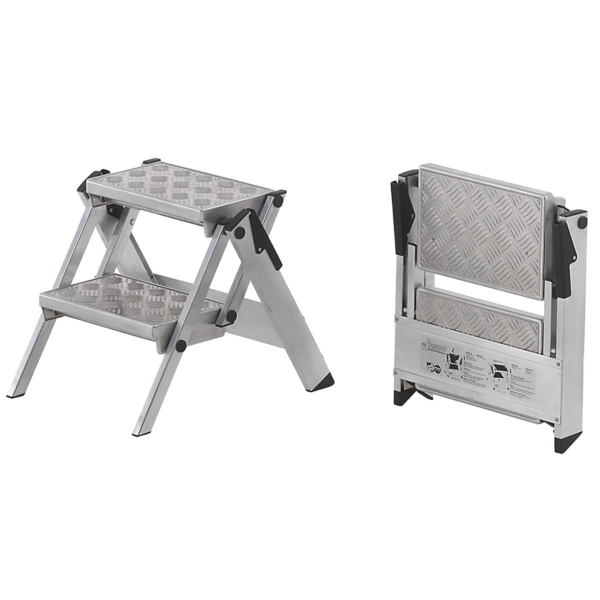 Escalera plegable de aluminio: peldaños de aluminio acanalado