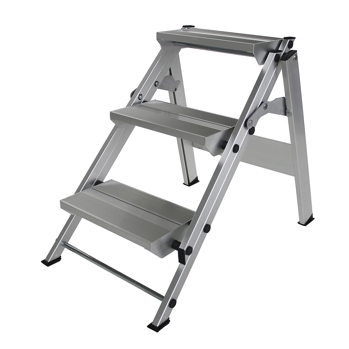 Escalera plegable de aluminio – MUNK, sin arco de seguridad, 3 peldaños-4