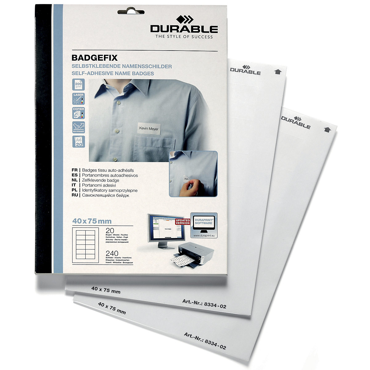 Letreiros para nomes, autocolantes – DURABLE