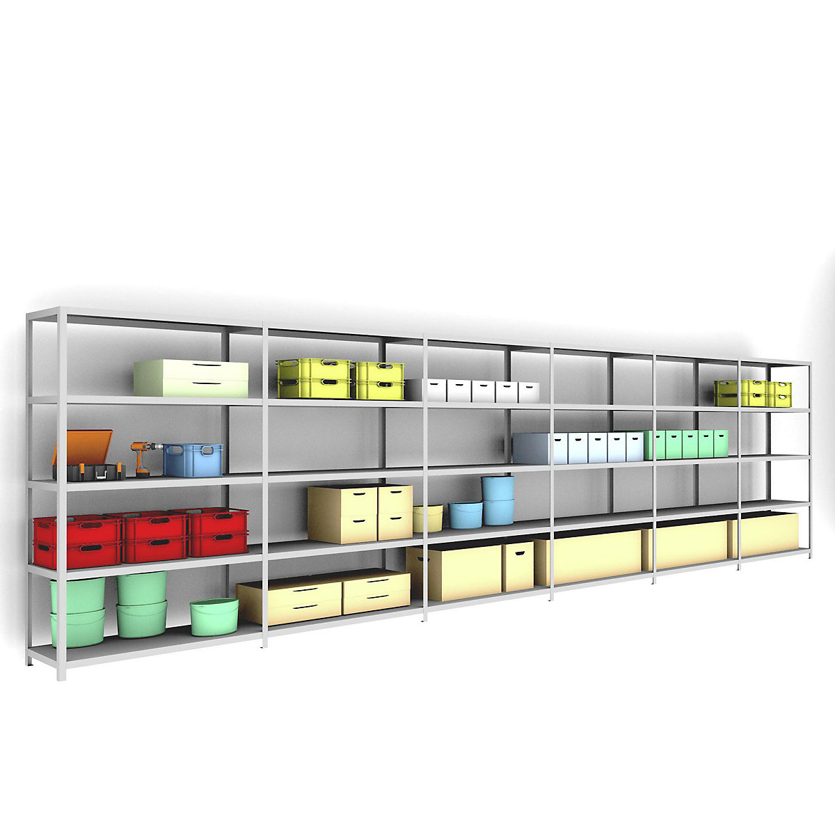 Estantería atornillable completa, construcción ligera, galvanizada &ndash; eurokraft pro