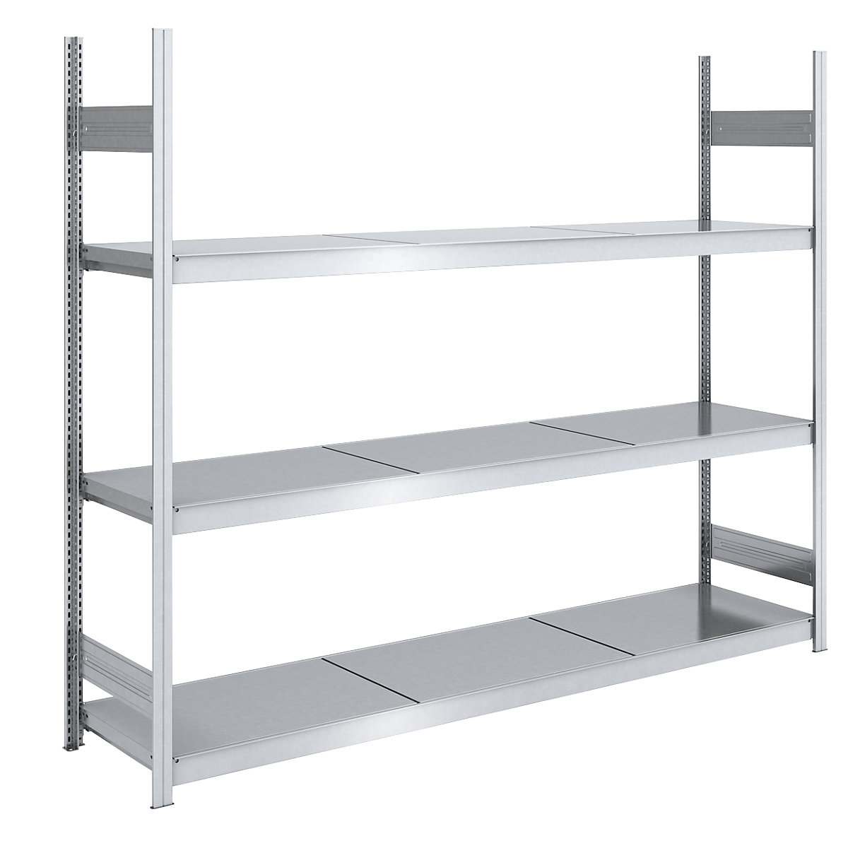 hofe – Estantería ensamblable amplia, galvanizada, A x P de las baldas 2250 x 600 mm, estantería básica, 3 baldas de acero, altura 2000 mm