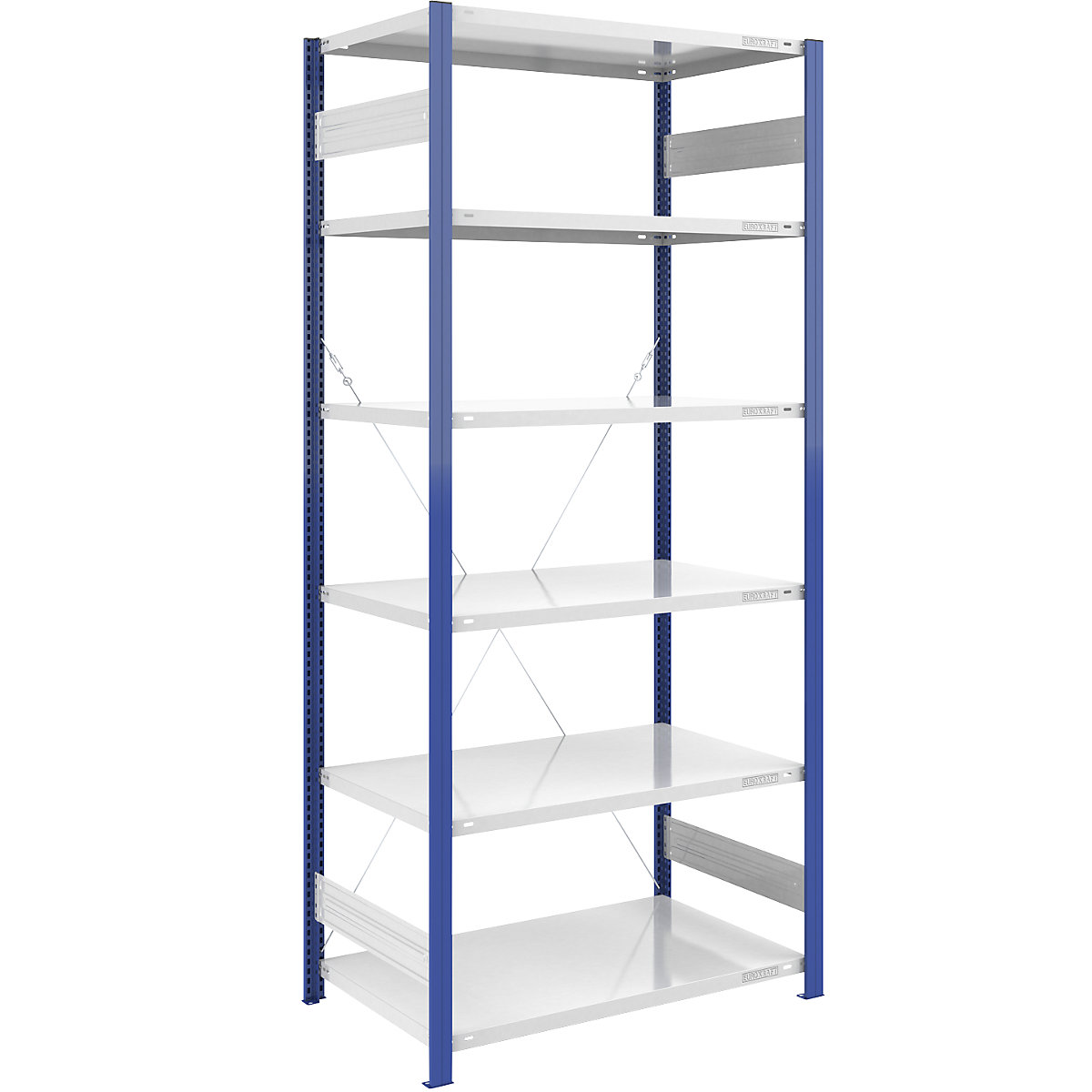 Estantería ensamblable de almacén, poste de estantería azul &ndash; eurokraft pro