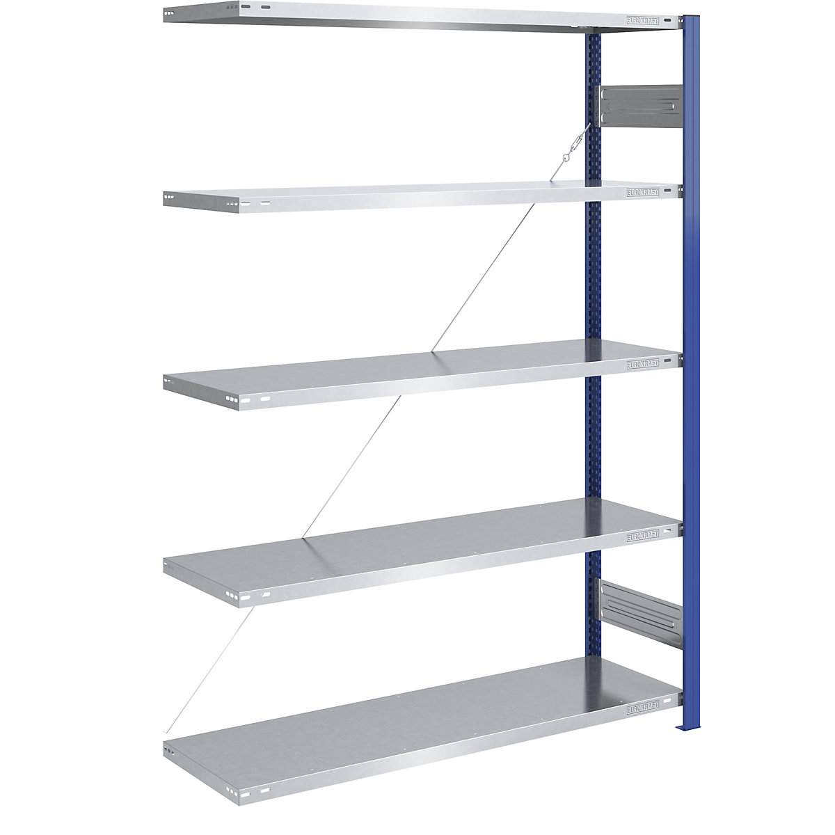 Estantería ensamblable de almacén, postes azules, baldas galvanizadas &ndash; eurokraft pro