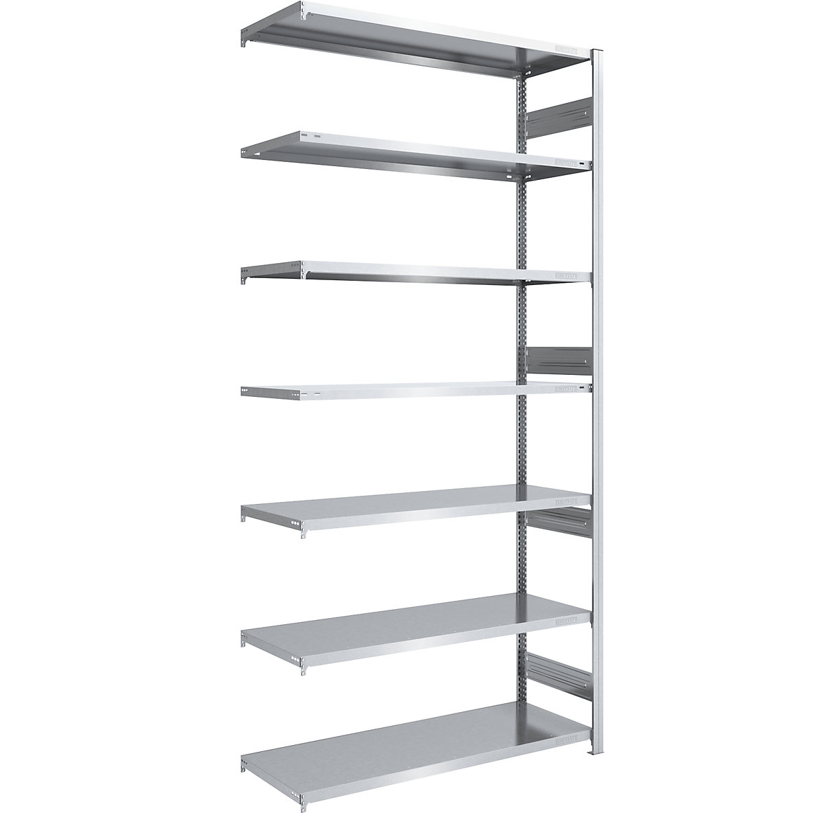 hofe – Estantería ensamblable para cargas pesadas, galvanizada, por ambos lados, altura de estantería 3000 mm, 7 baldas, estantería de ampliación, A x P 1300 x 600 mm
