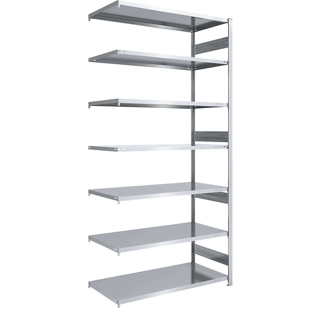 hofe – Estantería ensamblable para cargas pesadas, galvanizada, por ambos lados, altura de estantería 3000 mm, 7 baldas, estantería de ampliación, A x P 1300 x 800 mm