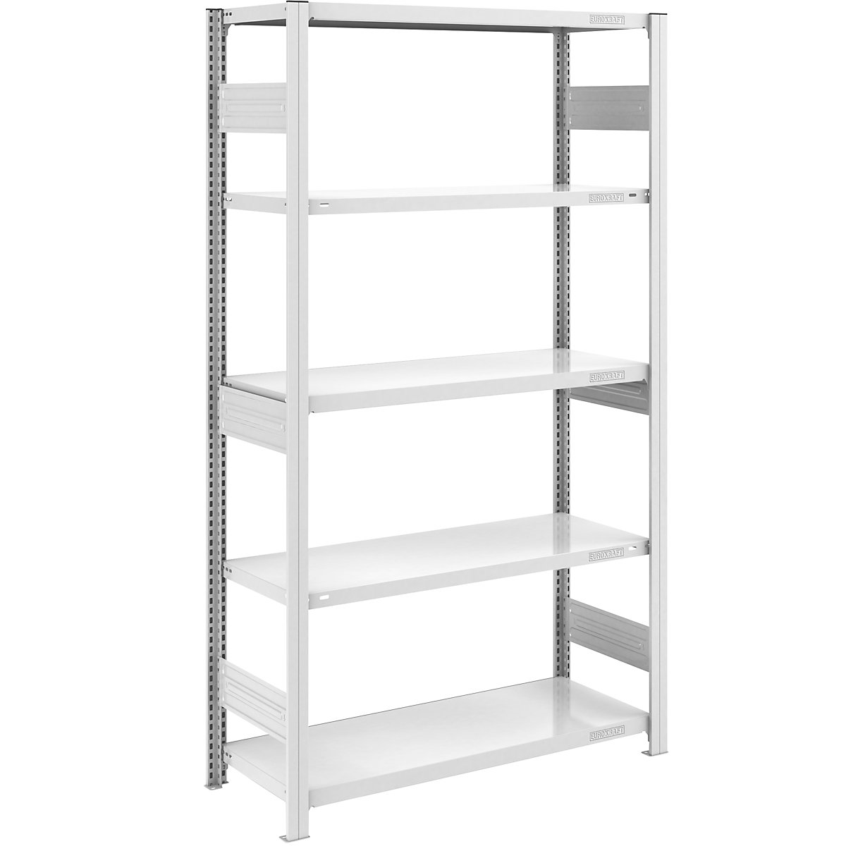 hofe – Estantería ensamblable para cargas pesadas, gris, por ambos lados, altura de estantería 2000 mm, 5 baldas, estantería básica, A x P 1000 x 500 mm