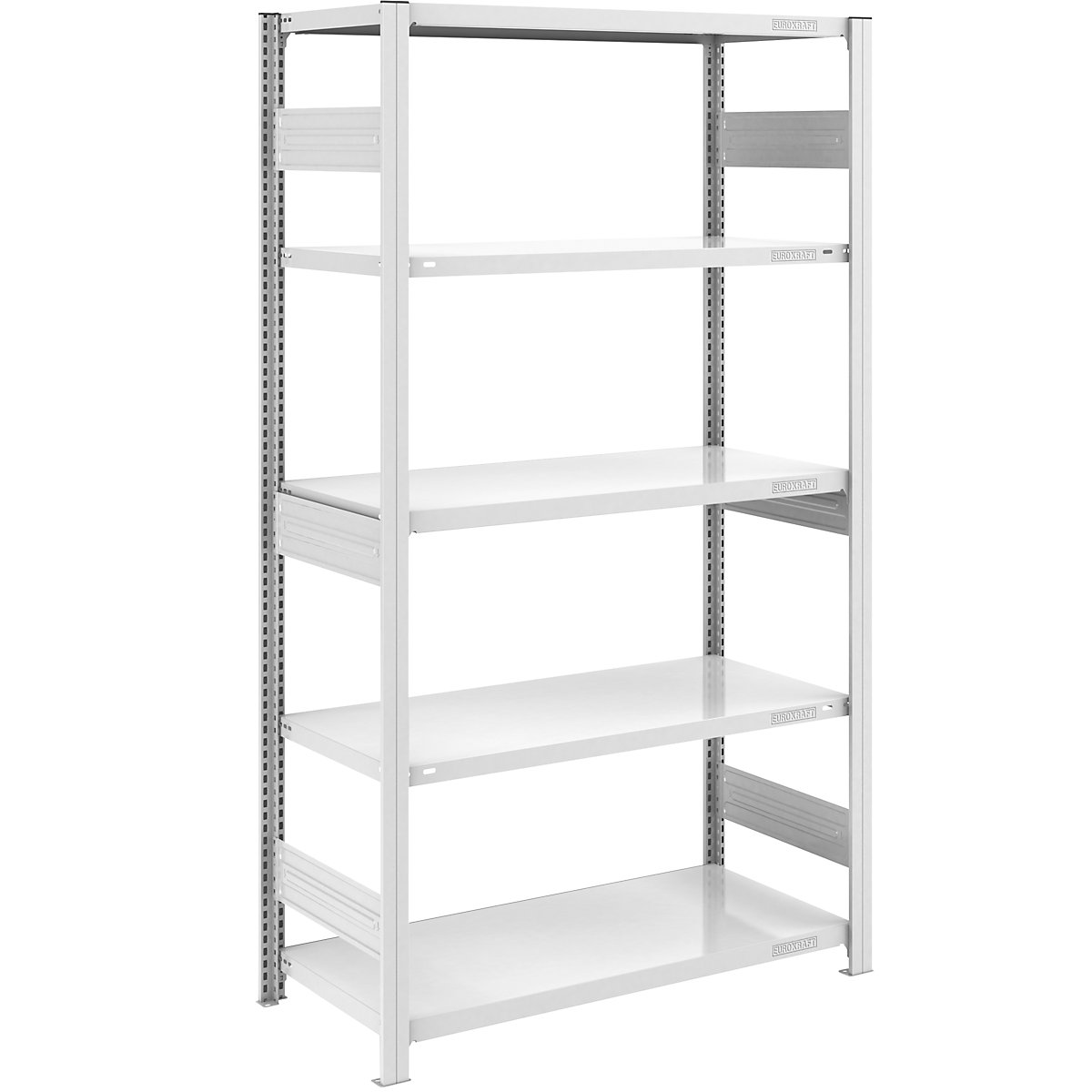 hofe – Estantería ensamblable para cargas pesadas, gris, por ambos lados, altura de estantería 2000 mm, 5 baldas, estantería básica, A x P 1000 x 600 mm
