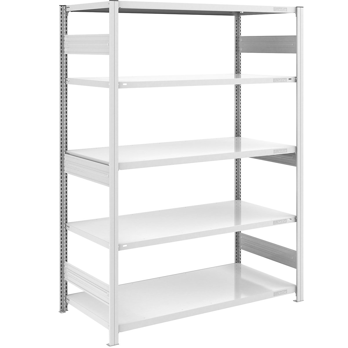 hofe – Estantería ensamblable para cargas pesadas, gris, por ambos lados, altura de estantería 2000 mm, 5 baldas, estantería básica, A x P 1300 x 800 mm