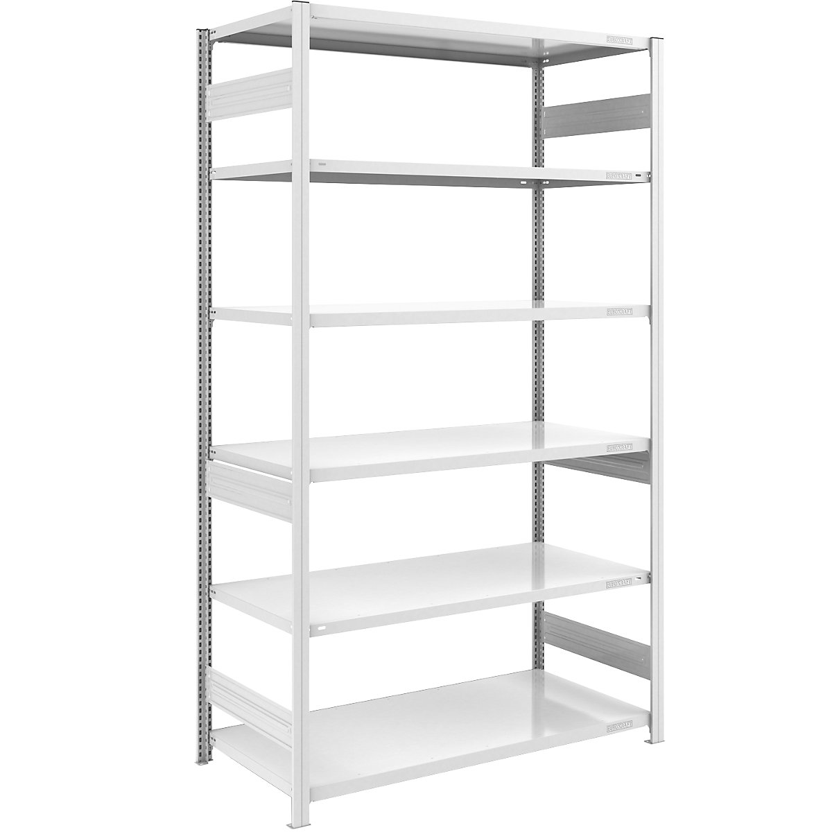 hofe – Estantería ensamblable para cargas pesadas, gris, por ambos lados, altura de estantería 2500 mm, 6 baldas, estantería básica, A x P 1300 x 800 mm