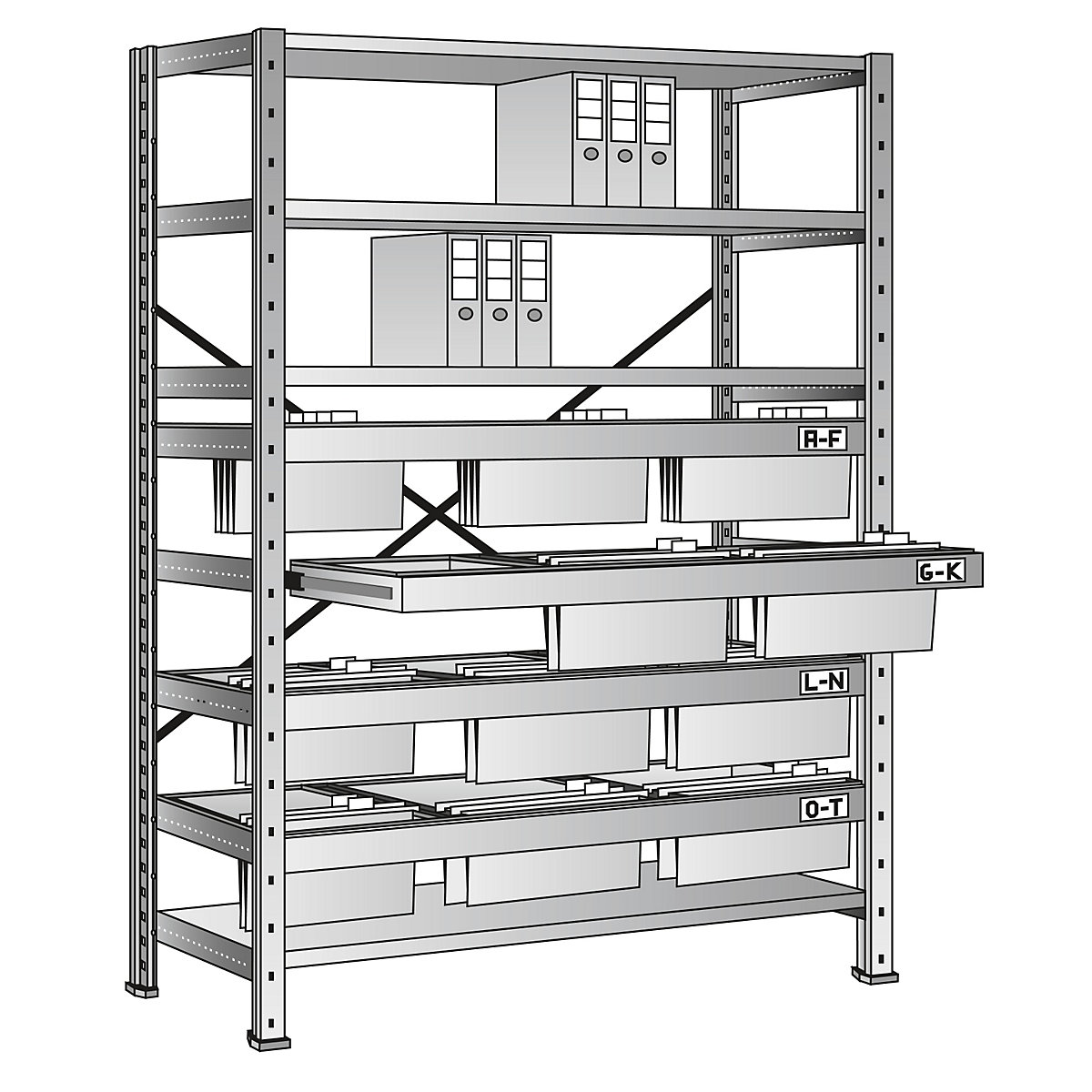 Estantería ensamblable para archivadores colgantes: altura 2280 mm