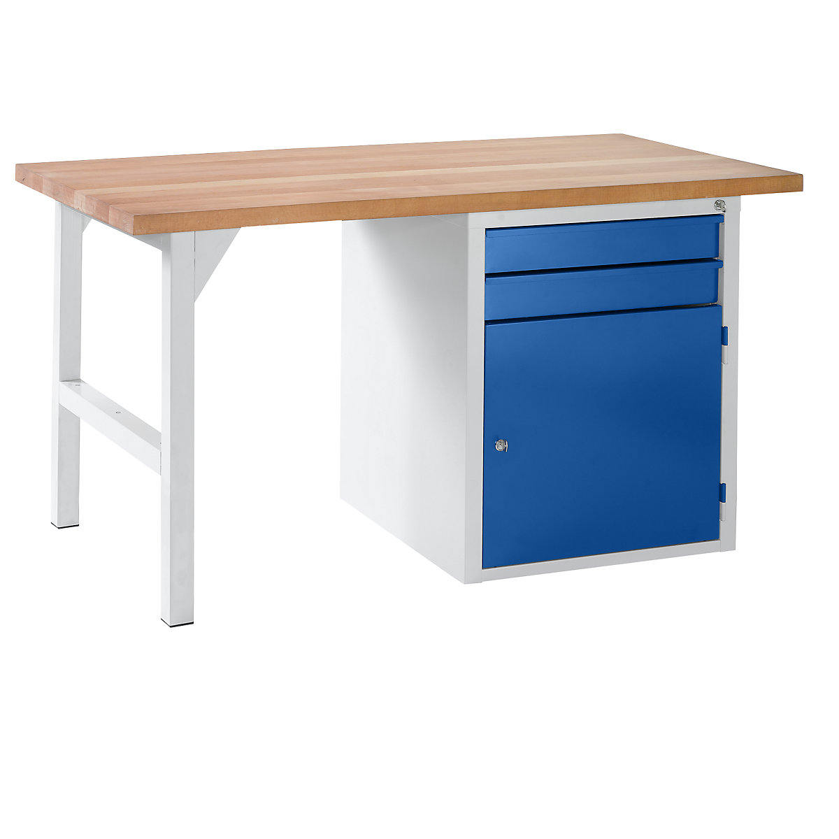 Établi modulaire, 2 tiroirs, 1 porte, largeur 1500 mm, bleu-7