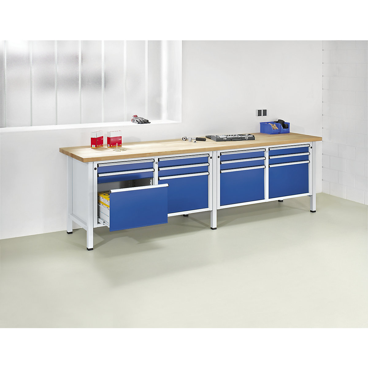 Établi de largeur 2800 mm, sur piétement – ANKE (Illustration du produit 2)-1