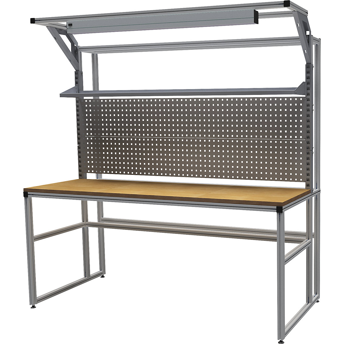 Établi en aluminium workalu® avec superstructure modulaire, simple face - bedrunka hirth